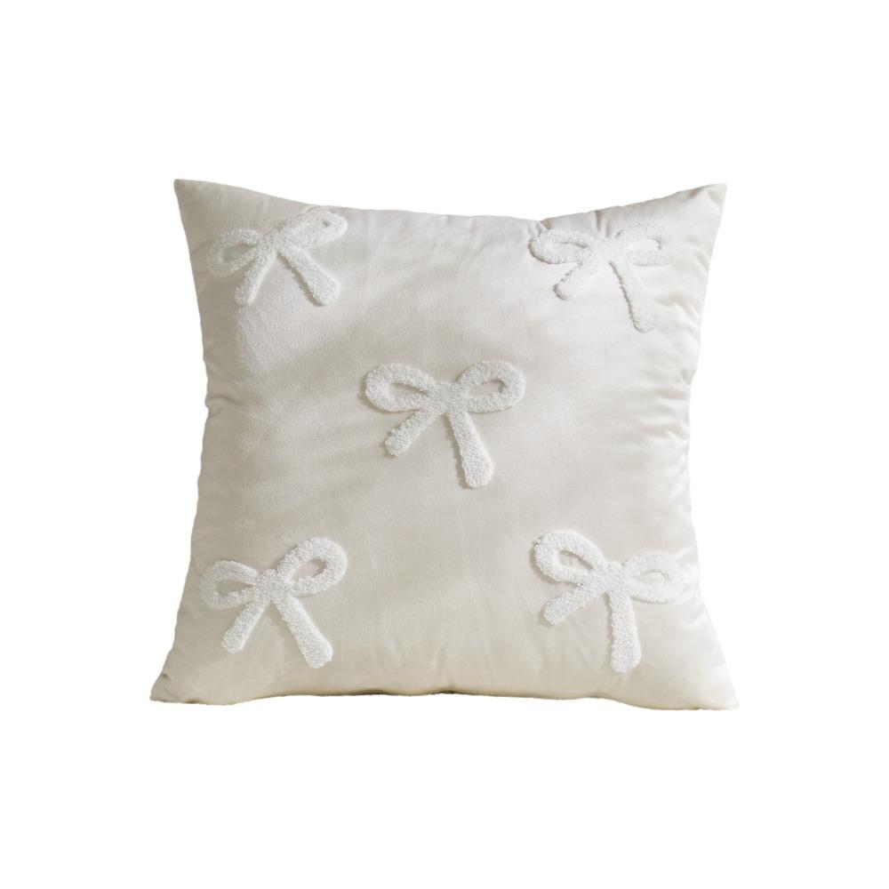Cute Velvet Sofa Pillow Cover Luxury Soft Cushion Cover with Bow Embroidery Decorative Bow Pillow Case Sofa Decor