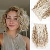 4PCS Clip In Hair Extensions 12" Short Curly Wavy Hair Extensions Invisible Natural Soft Hairpieces for Women Color with Blonde Highlights