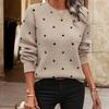 Autumn Winter Women's Casual Knit Polka Dot Print Sweater with Long Sleeves
