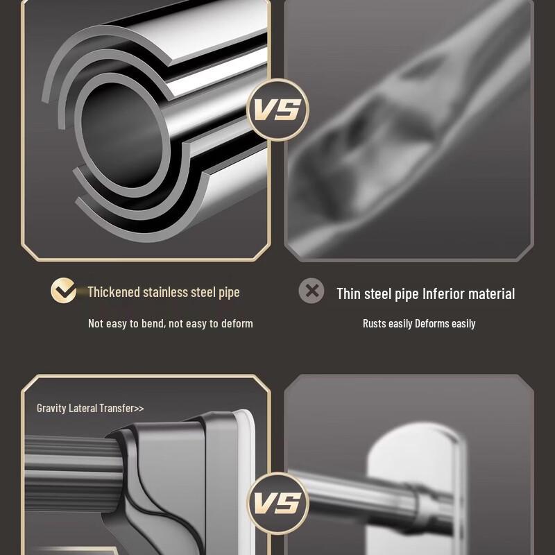 Gaobei 33mm No-Drill L-shaped Telescopic Shower Curtain Rod