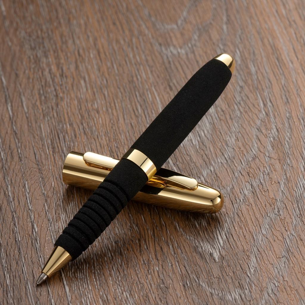 Metal-Plated Push-Button Sponge-Grip Ballpoint Pen Business Gift Ballpoint Pen with Customizable Logo Printing
