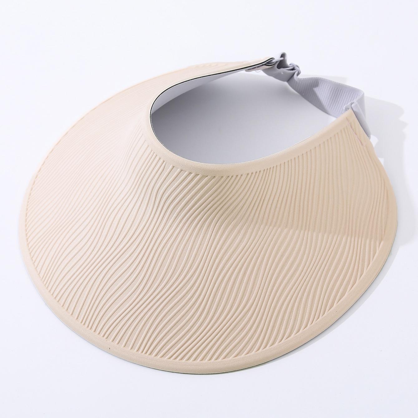 

Simple open-top wave-pattern indentation adjustable wide-brim sun hat for summer outdoor activities, breathable open-top hat One Size