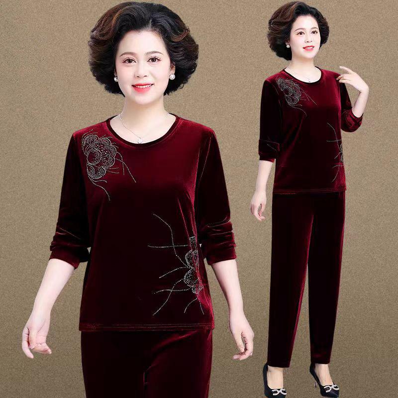 Spring Corduroy Sportswear Set for Middle-aged Women - 2025 Style Two-Piece Jacket Outfit