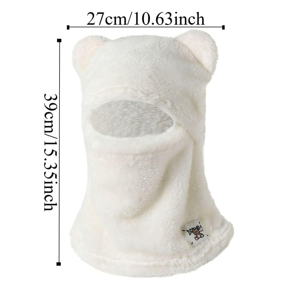 Windproof Cute Bear Cap Scarf Set Plush Ear Protection Hat Fashion Pullover Cap Women Girls
