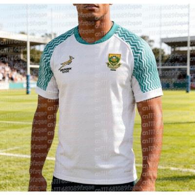South African Springbok Rugby Print Pattern Sports Breathable Round Neck T-shirt Outdoor Casual Training Top FamilyMatching
