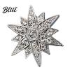 Alloy Lapel Pin 1/2Pcs Double-Layered Eight-Pointed Star with Rhinestones Thickened