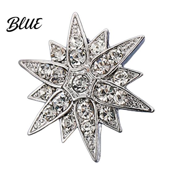 Alloy Lapel Pin 1/2Pcs Double-Layered Eight-Pointed Star with Rhinestones Thickened