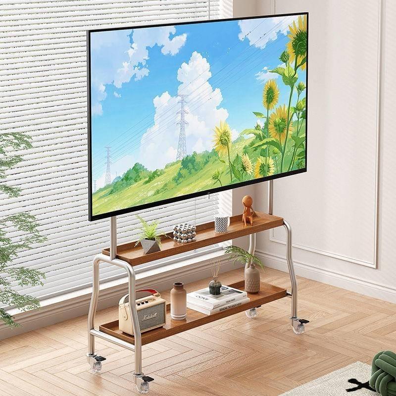 43-75 Zoll Wohnzimmer-TV Beweglicher Ständer Schlafzimmer Universeller Mobiler TV-Wagen aus Edelstahl Großer Bildschirm Bodenständer