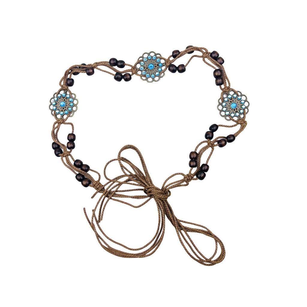 Women's Braided Butterfly Wax Rope Belt Retro Skirt Decorative Women's Waist Waist Closure Pastoral Style Skirt Belt