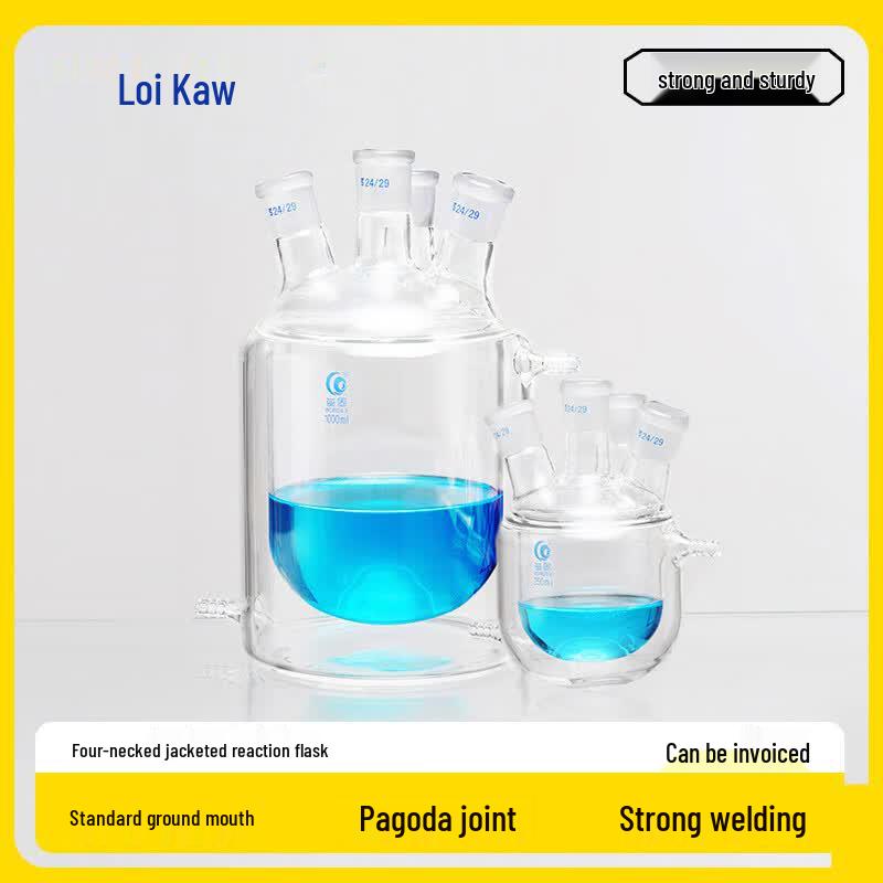 Lab Four-Neck Flat-Bottom Jacketed Glass Reactor 1000ml