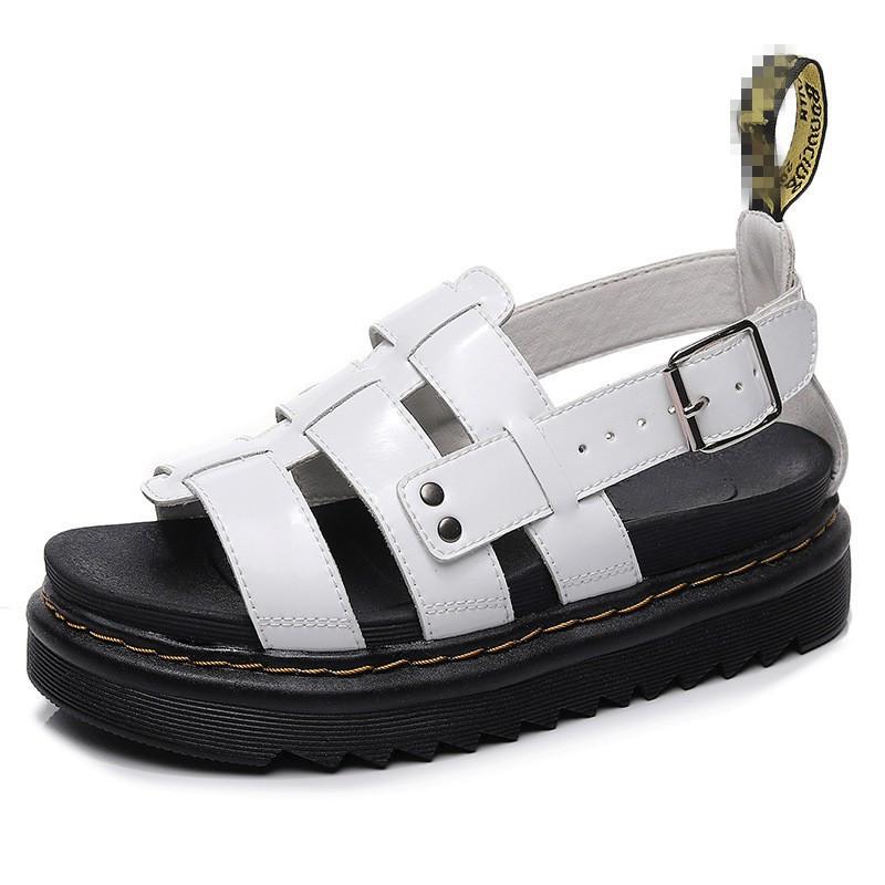 

Summer erry martin sandals ladies buckle open-toed beach shoes platform leather fish mouth muffin sandals 43