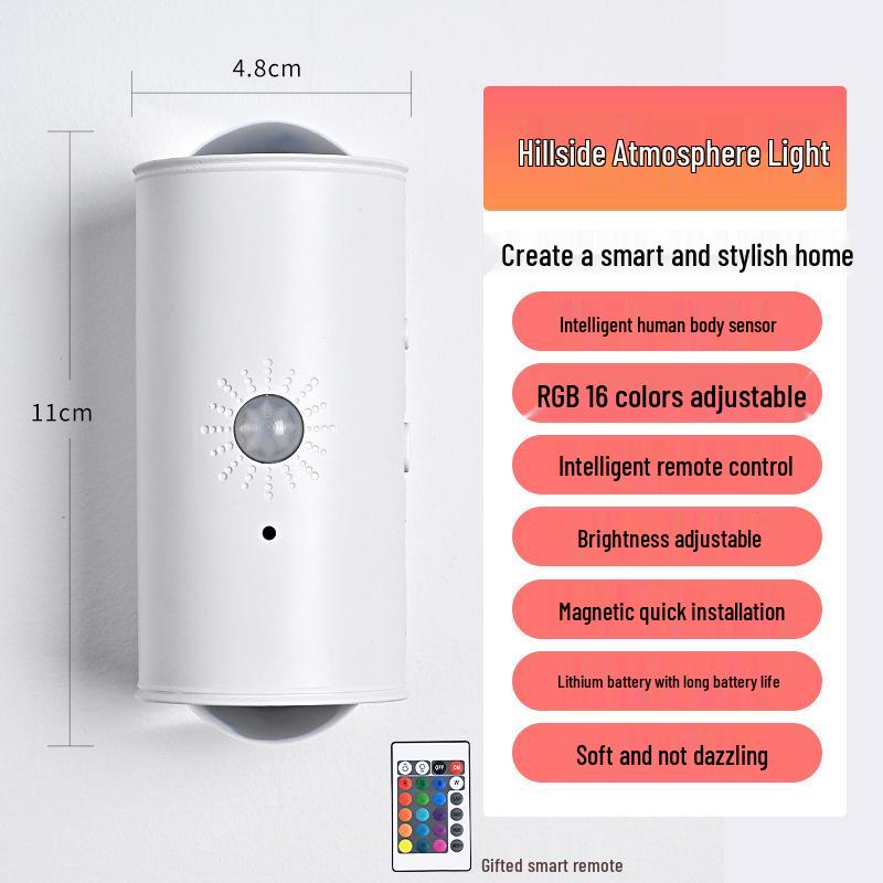 

Wireless RGB Magnetic Wall Light with Remote: Smart Body Induction and Colorful Atmosphere 3W / With Remote Control