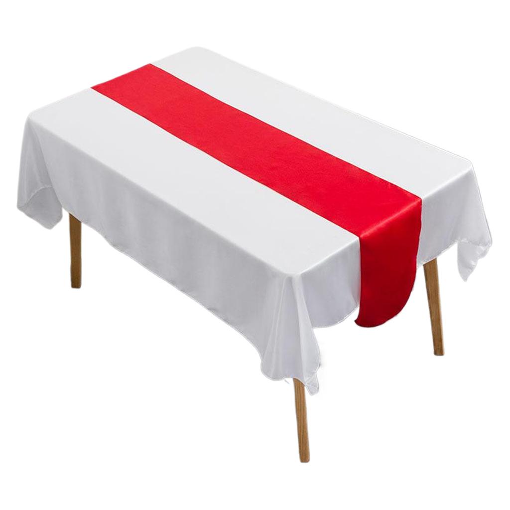 12PCS/SET Shiny Satin Banquet Wedding Table Runners Silk Ribbon Table Flags Party Decoration Christmas Home Dining 29cmx275cm