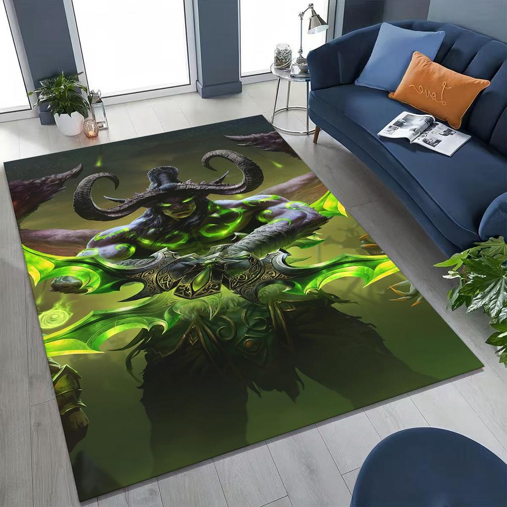 WOW World of Warcraft Arthas Demon Illidan Sylvanas Rug for Bedroom Living Room Sofa Home Doormat Decor, Kids Non-slip Floor Mat