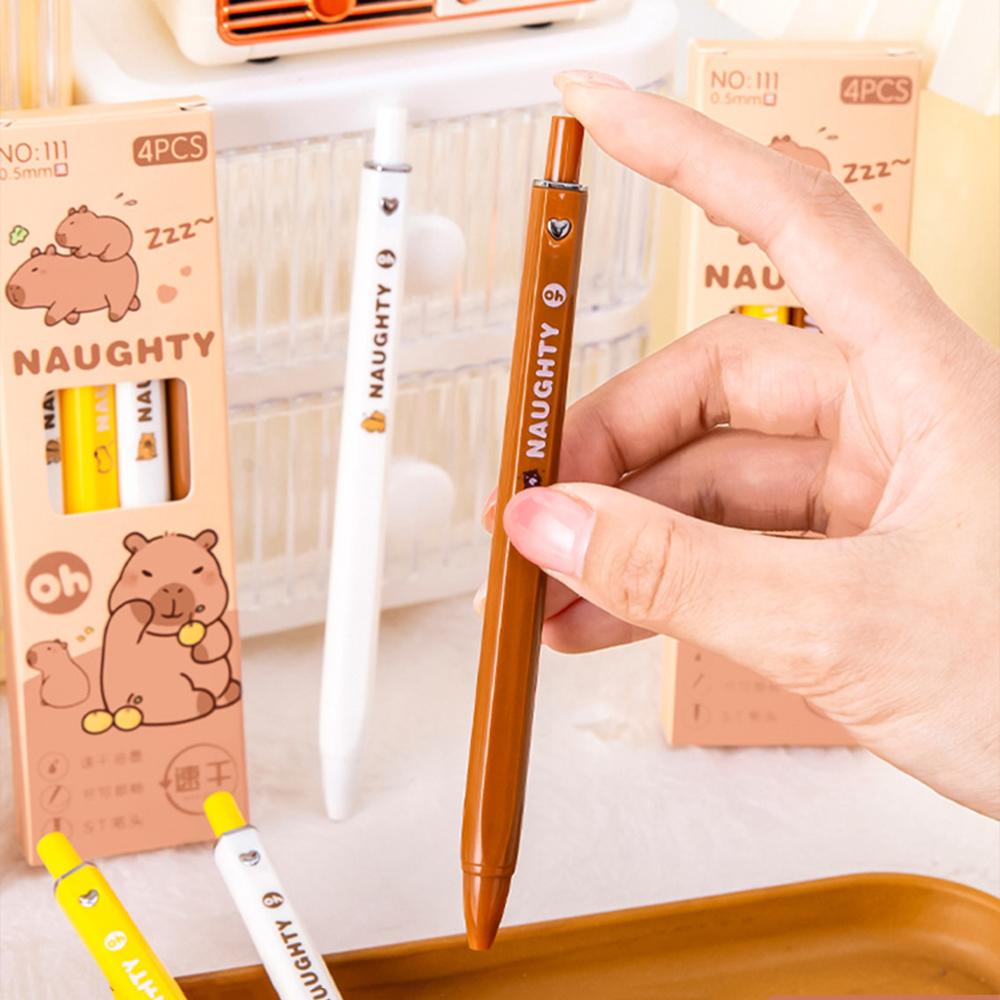1 Box 4Piece Cute Kabipbala Animals Girls Boys Gel Pen Press Office Gift School Supplies Stationery Kawaii Funny Pens