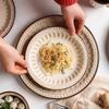 Vintage Circular Ceramic Plates Light Luxury Restaurant Pasta Salad Plate Delicious Dishes Dining Plate Exquisite Home Tableware