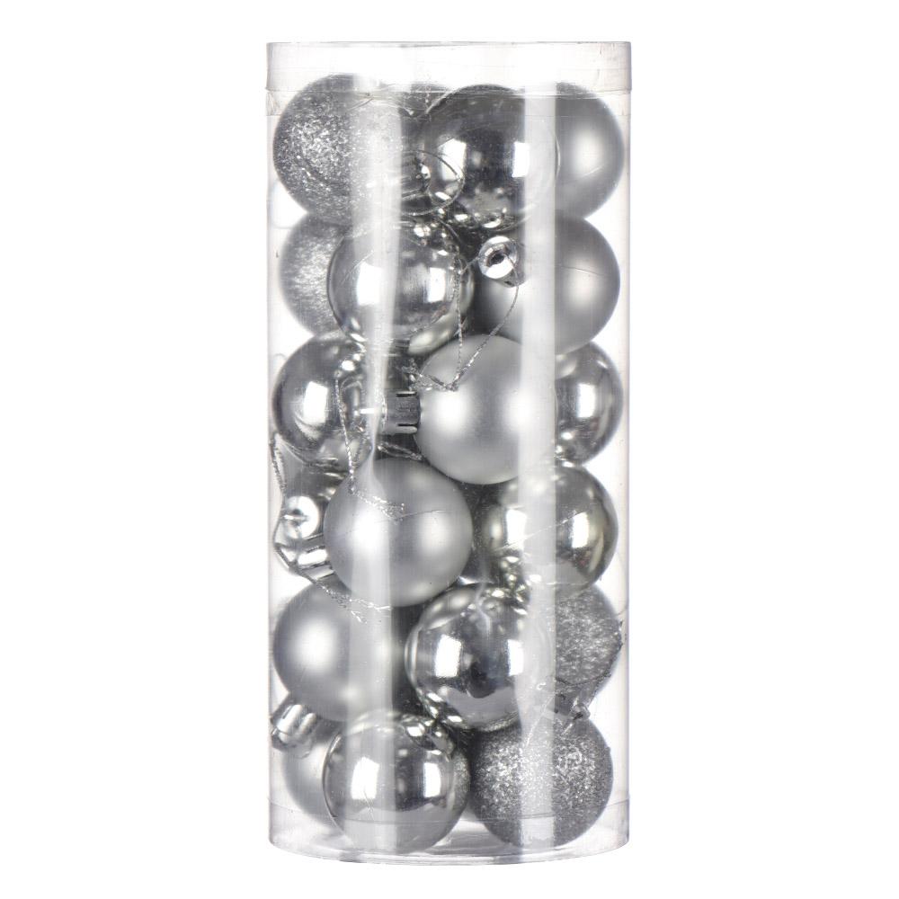 24Pcs 3/4/6cm Plastic Crafts Home Decor Xmas Hanging Ball Bauble Christmas Tree Decoration Drop Pendant