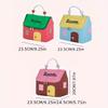 1pc Dopamine Color Cute House Shape Makeup Bag Large Capacity Portable Makeup Storage Bag Cartoon Makeup Handbag