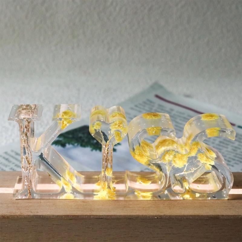 Letters Resin Mold DIY Crafts Epoxy Casting Molds Kiss Love Silicone Mould Home Decorations Handmade Valentines Day Gift