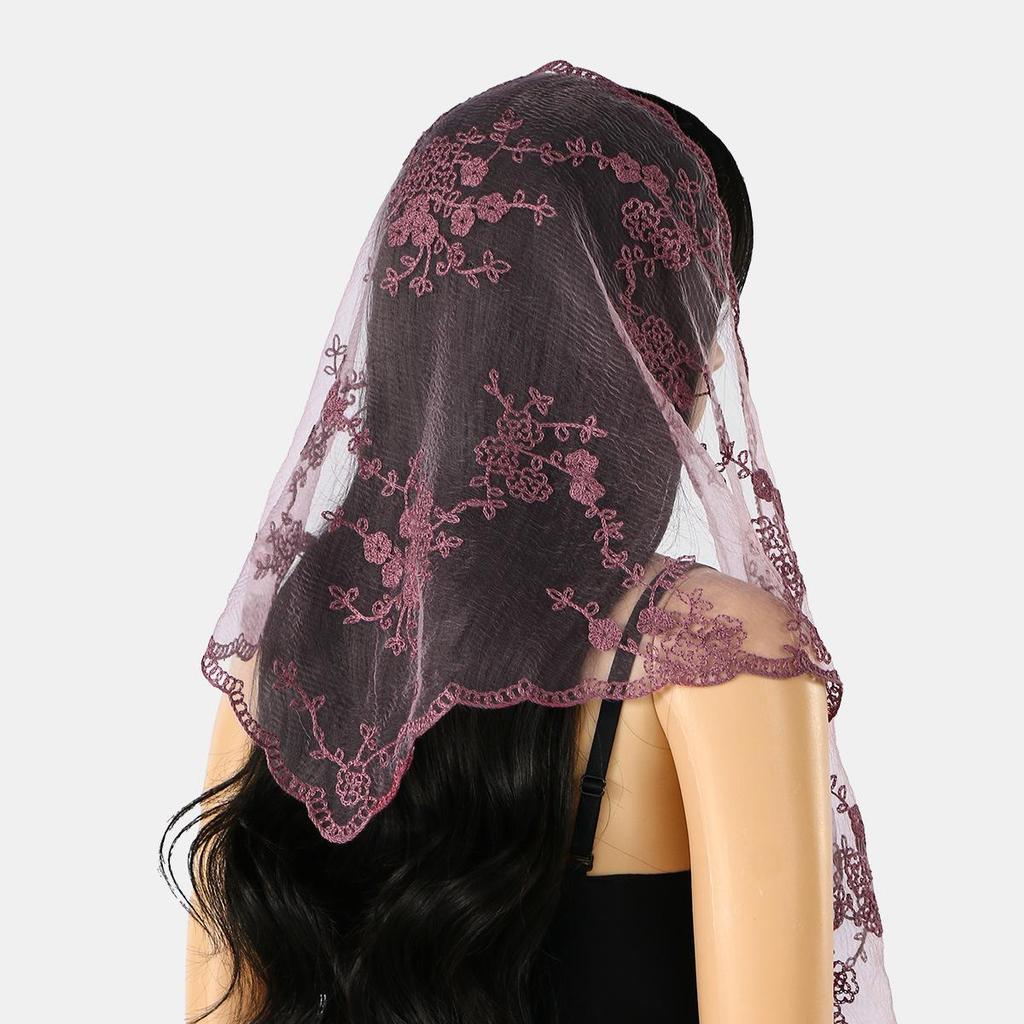Elegante Sciarpa a Triangolo in Pizzo Sposa Europea e Americana: Velo Mantiglia Bianco e Nero per Donna
