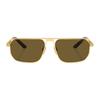 Prada Logo Print Rectangular Sunglasses Men Sunglasses Gold PRA53S1BK01T