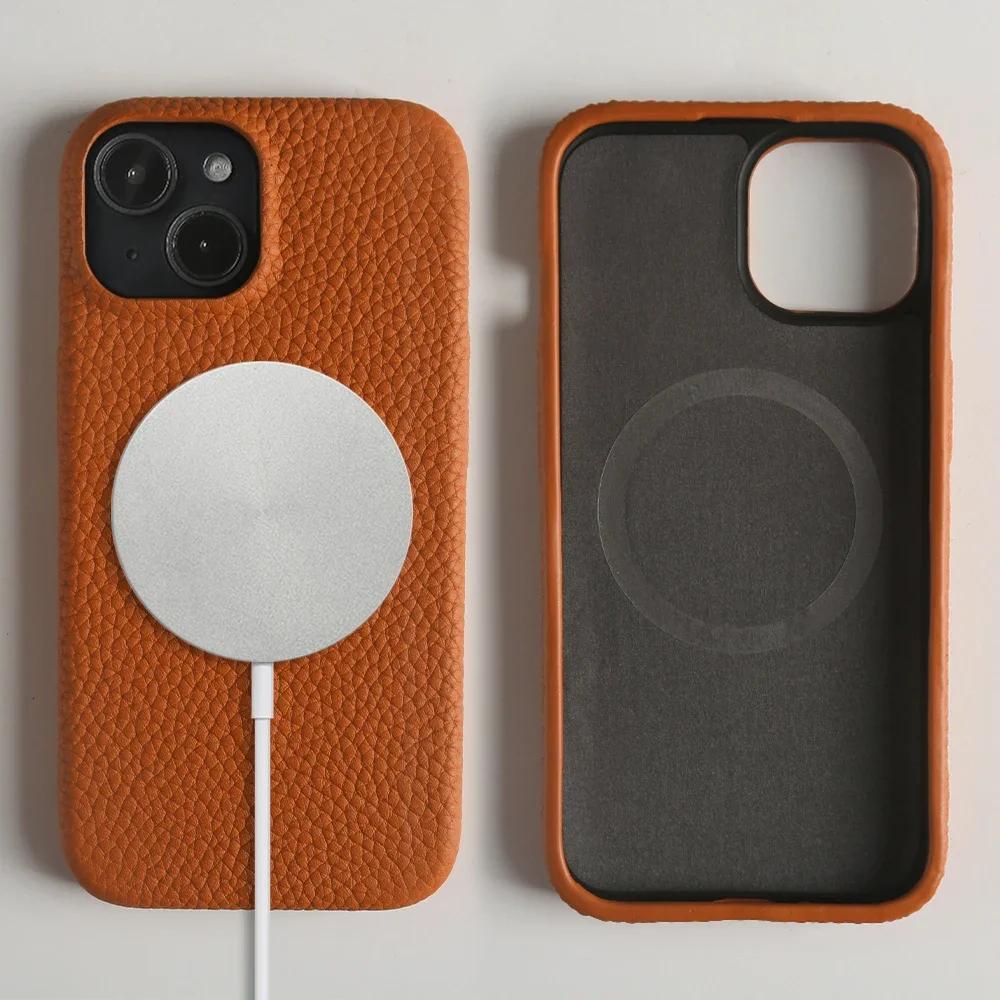 Magnetic Magsafe Genuine Leather Case for Iphone 16 Pro Max Iphone15 14Pro Cover Luxury Business Vintage Phone Cases Fundas