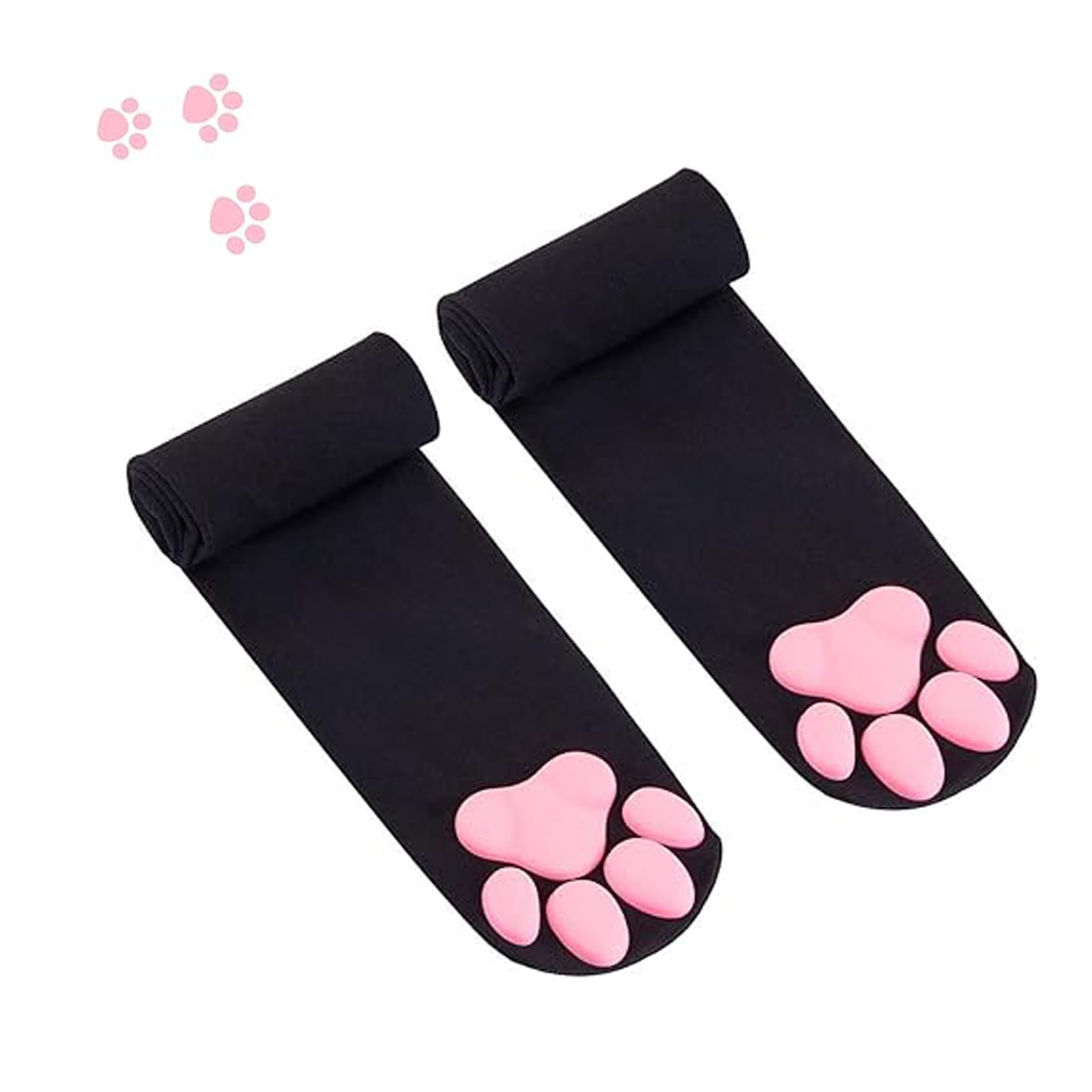 

1 Pair 3D Cat Paw Meat Pad Knee High Socks, Home Floor Socks,Creative Funny Socks For Girls One Size