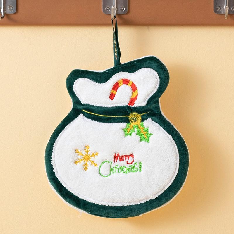 Coral Velvet Christmas Santa Claus Hand Towels Kitchen Absorbent Quick Drying Rag Cartoon Hand Towel