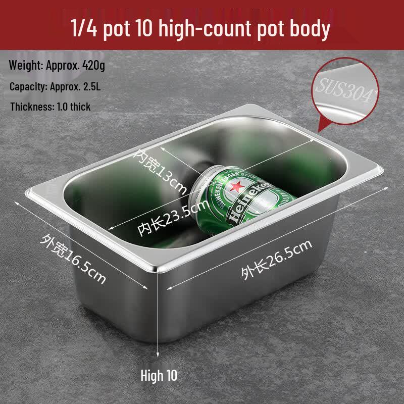 Zhebu 304 Stainless Steel Rectangular Gastronorm Pan with Lid