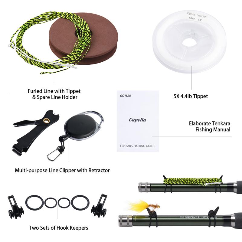 Combo canne da pesca a mosca Tenkara Goture 12FT Classiche Portatili Ultraleggere in Fibra di Carbonio IM8 Canna da Trota con Set di Linea da Mosca e Esche Nuovo