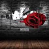 Romantic Red Rose Flower 5 Piece Five Panel Wall Canvas Print Modern Art Poster Picture Home Decor Gift For Him For Her
