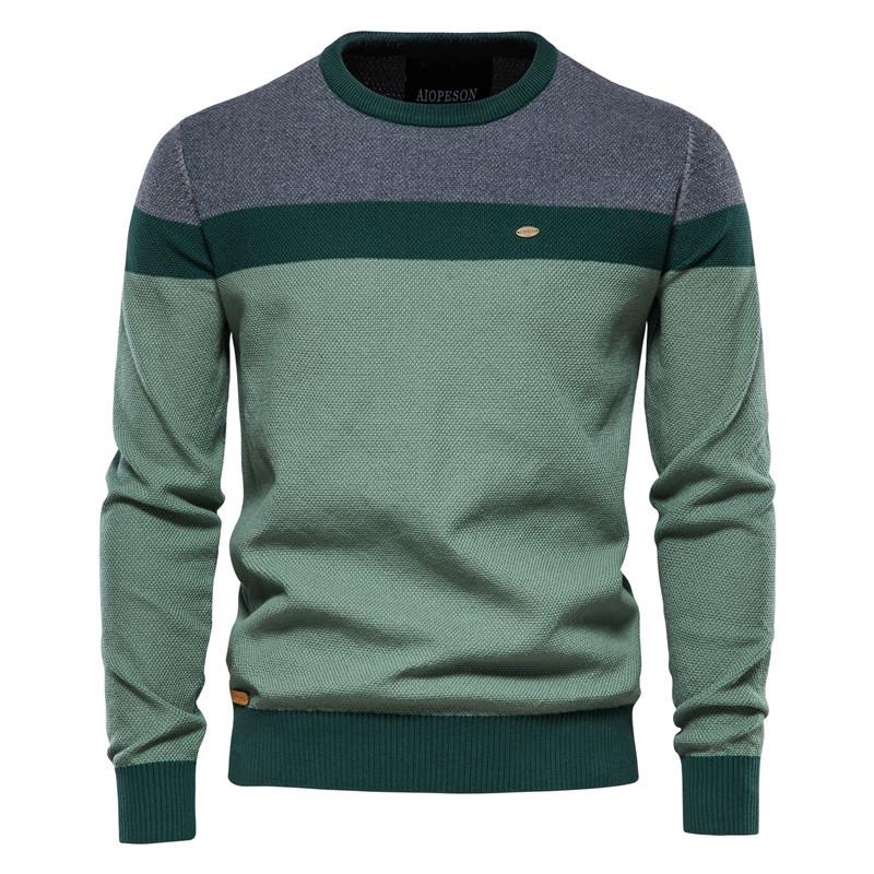 Pullover Herren Herbst Neu Gestreift Spleißen Langarm Herren Strickpullover Mode Rundhals Herren Freizeitpullover