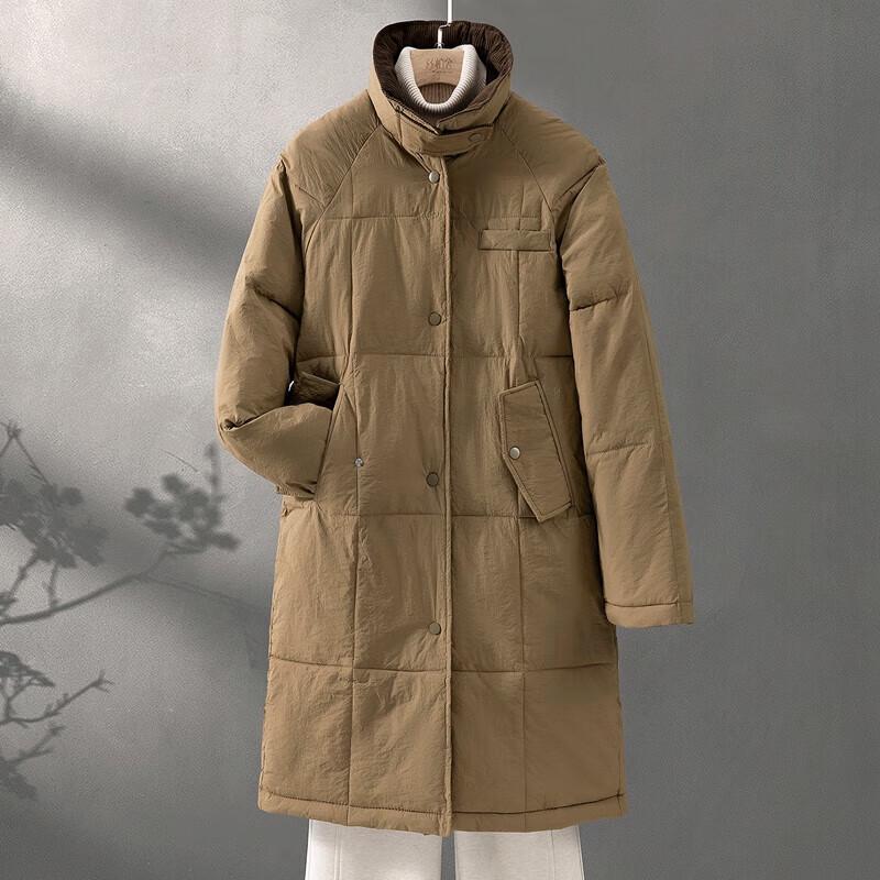 Women s Korean Style Spliced Lapel Mid-Length Padded Jacket L