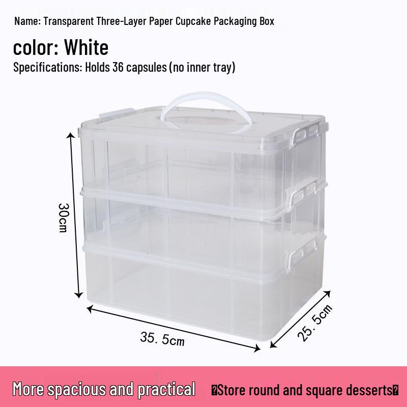 Transparent Cupcake Muffin Transport Box with Handle
