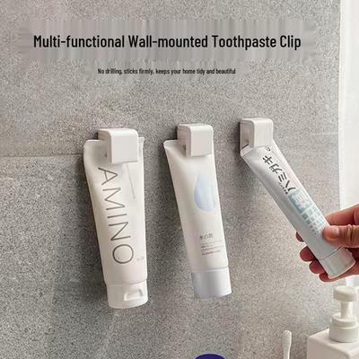 Wall-Mounted Toothpaste and Cleanser Holder with Hooks