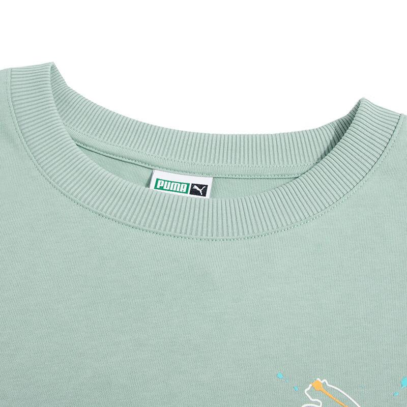 Puma Logo Print Breathable Round Neck Short Sleeve T-Shirt Men Tops Green 624938-54