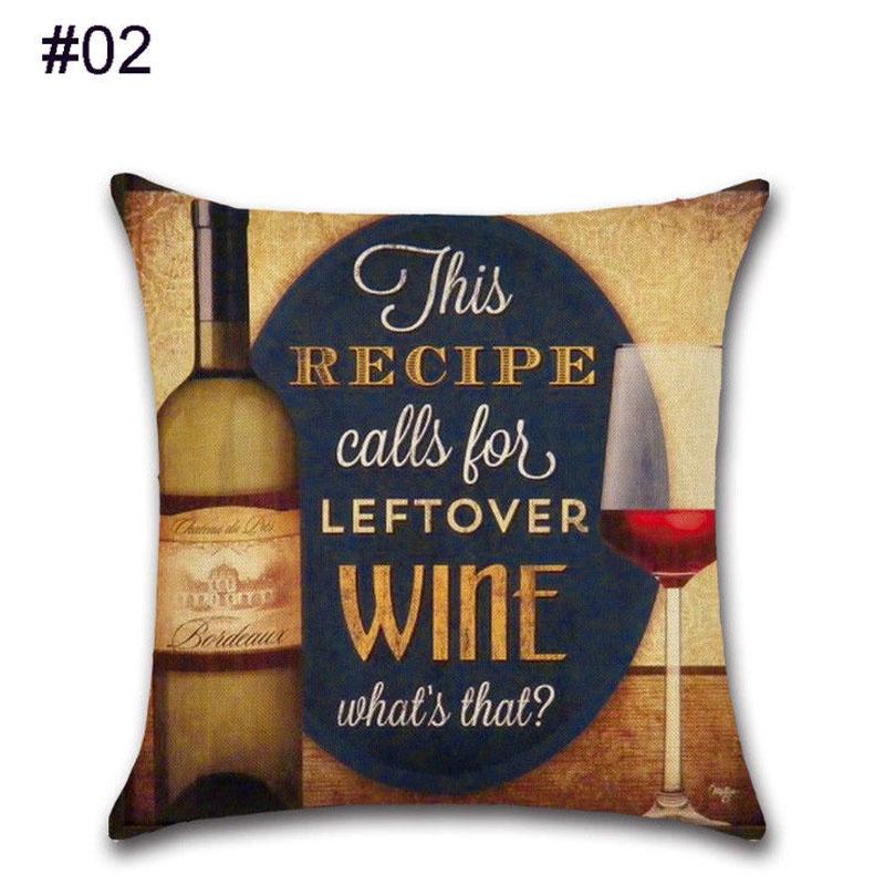 Linen 18" Cotton Pillow Case Vintage Beer Wine Bottle Sofa Throw Cover Cushion