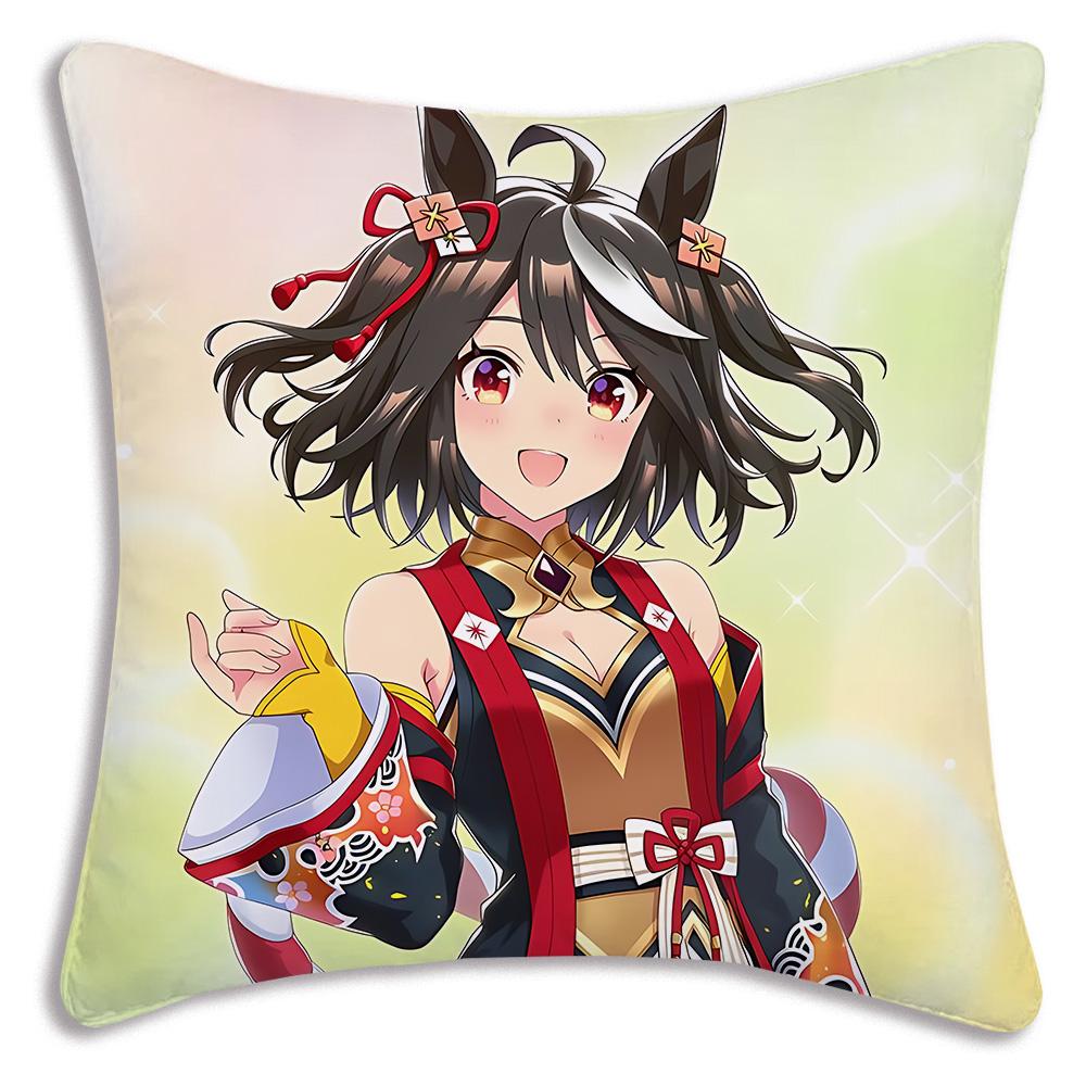Anime Uma M-Musume Pretty Derby Pillow Covers Cartoon Sofa Decorative Home Double-sided Printing Short Plush Cute Cushion Cover