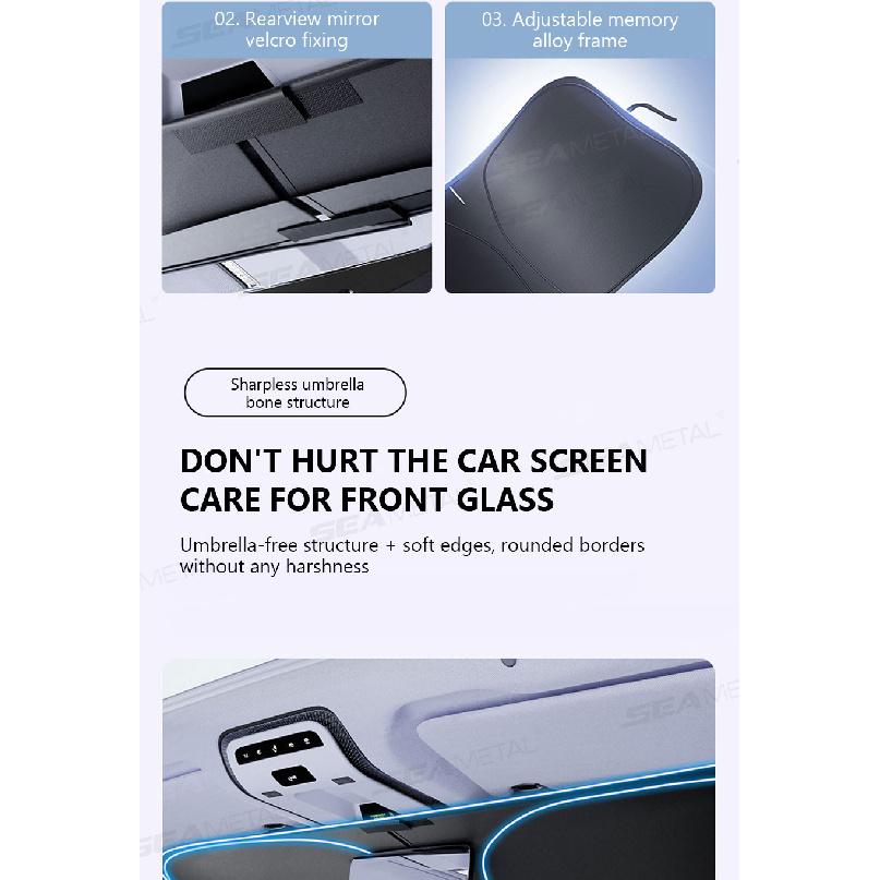 SEAMETAL Car Windshield Sunshade Cover Foldable Car Front Window Sun Shade 99.95% UV Block Protection UPF2000+ Car Curtain CoverWindshield Sunshades
