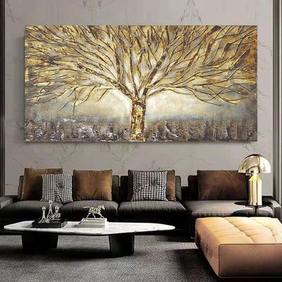 Peinture à l'huile d'arbre de vie doré, affiche et impressions sur toile, images d'art abstrait, Art mural moderne pour la décoration de la maison, du salon, sans cadre