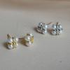PONYKISS  Sterling Silver Mini Pearl Square Geometric Stud Earrings for Women Minimalist Fine  Classic Accessories