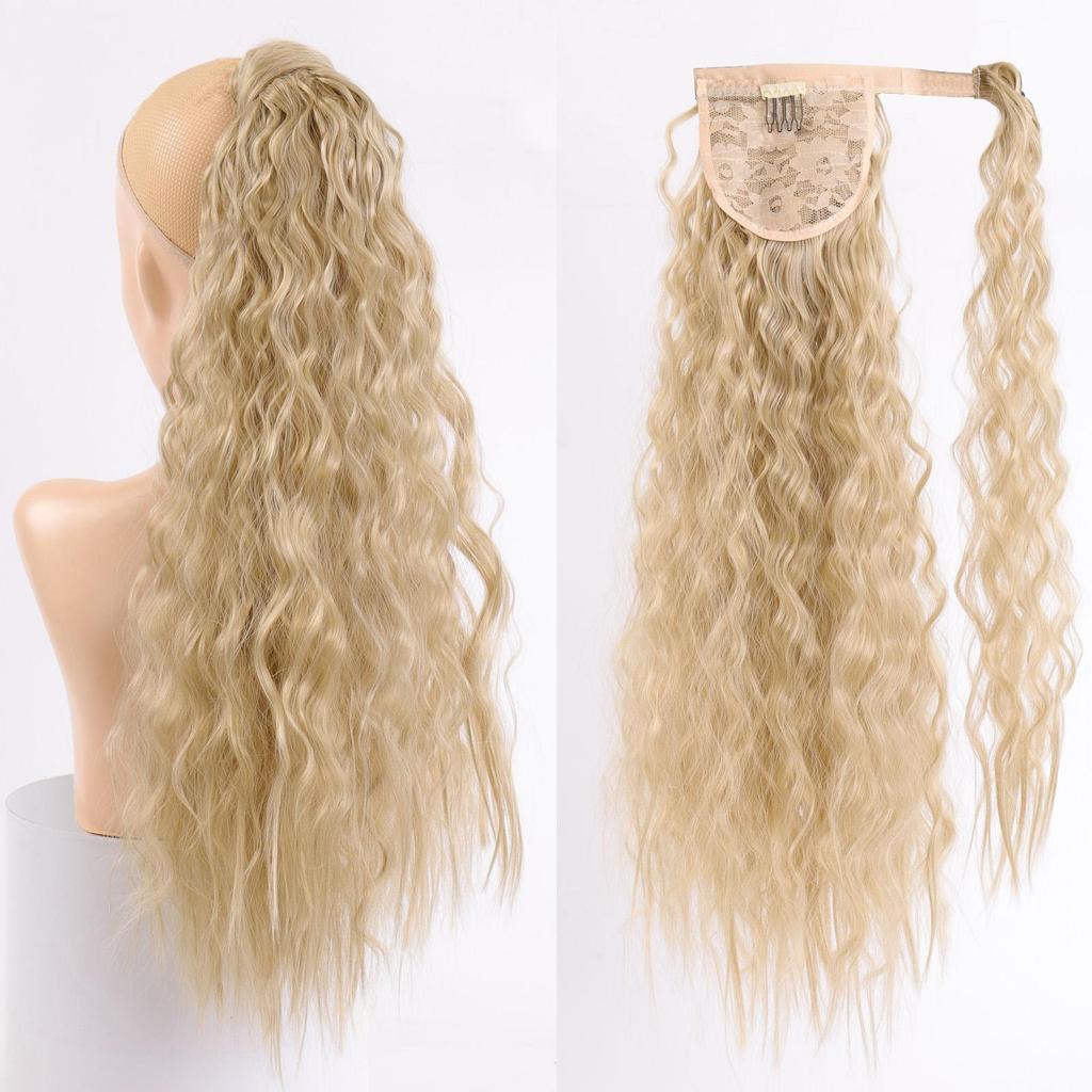 Long Curly Synthetic Velcro Ponytail Clip In Hair Tail False Hair Ponytail Hairpiece with Hairpins Hair Extension KTB