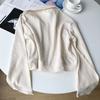 Cotton waffle short coat women's autumn new loose design double zipper top casual cardigan trend
