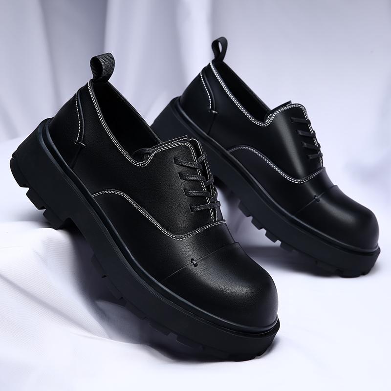 

Новые модные кожаные мужские повседневные туфли, дышащие, деловые, на шнуровке, минималистичные, на толстой подошве, увеличивающие рост, для ходьбы 44 чёрный