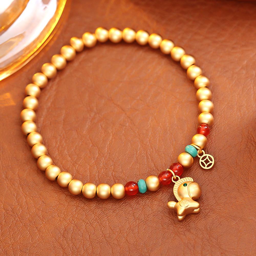 Lucky Animal Pony Clavicle Chain Horse New Creative Retro Money Bracelet for Women Horse Year Fashionable Jewelry Beads Accessories
