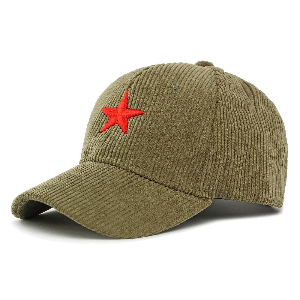 Spring Autumn Corduroy Hat Men's Hard Top Baseball Cap Five-Pointed Star Embroidered Cap Outdoor Sunscreen Hat for Women