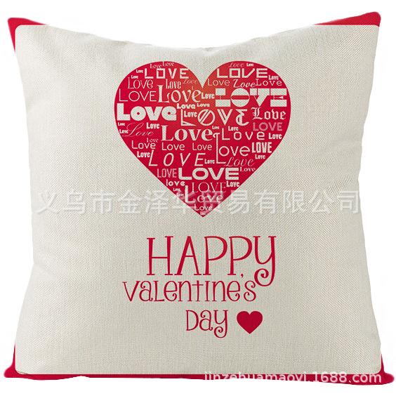 Home Pillowcase Valentine's Day Red Heart Print Series Polyester Pillowcase Cushion Cover