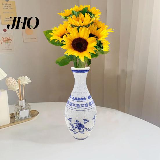 Handgefertigte Puzzle-Vase 3D-Puzzle DIY Blumenburg Meereswelle Boot Druck Florale Pflanzen Halter Behälter Kinder Lern-Bauspielzeug