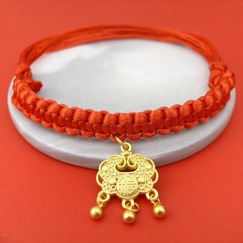 Traditional Chinese-style pet collar with a lucky red string and bell, a festive pet neck accessory for cats and dogs during the Spring Festival