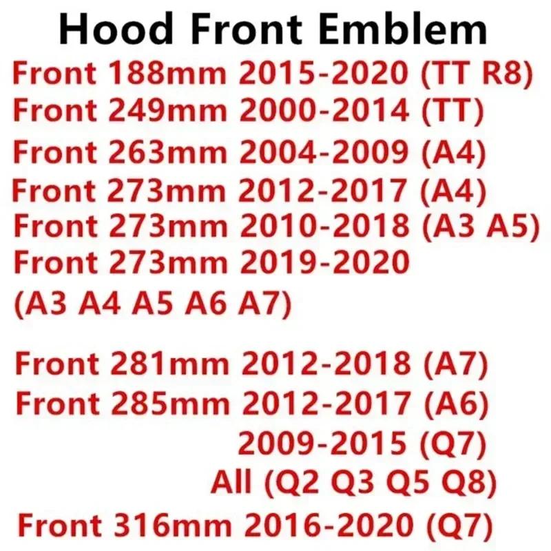 4-Ring logo ABS Silver/Black Car Hood Front Bonnet Grill Rear Trunk Emblem Badge Sticker For sq A3 A4 A5 A6 A7 Q2 Q3 Q5 Q8 TT